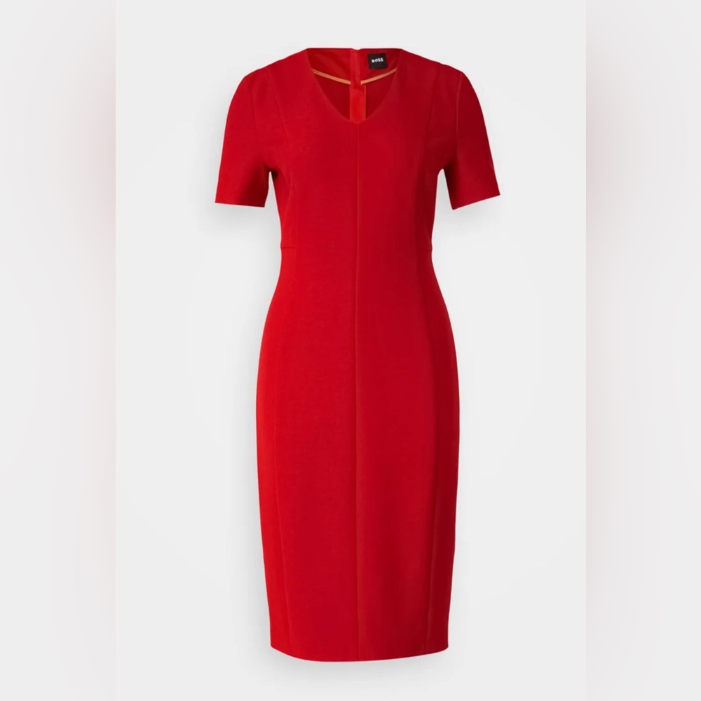 BOSS Damaisa Sheath Red Midi Dress